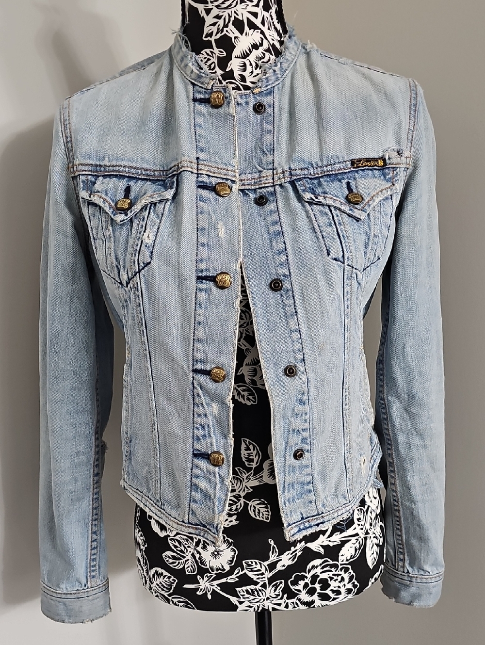 Lucky Brand Collarless Denim Jacket
